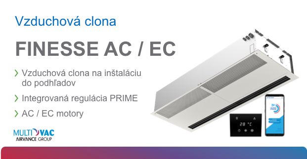 Vzduchová dverná clona určená na inštaláciu do podhľadov